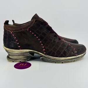 Rovers Women's Chocolate Brown Textured Leather Boho Ankle Booties 61008 Size 37